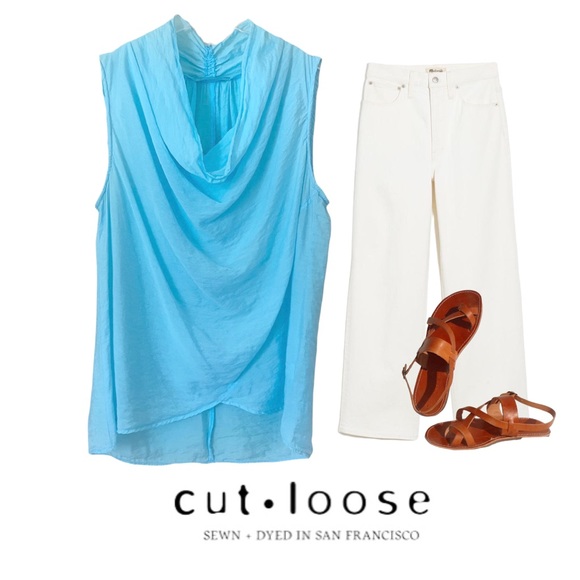 Cut Loose blue tissue weight langenlook blouse top sz M